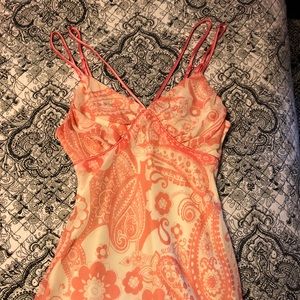 Long tangerine floral tank